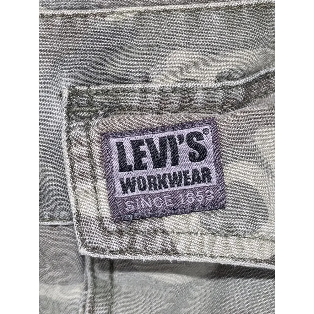 VTG Y2K Levi's Cargo Loose Straight Pants Men 32x34 Green Camo Workwear Cotton